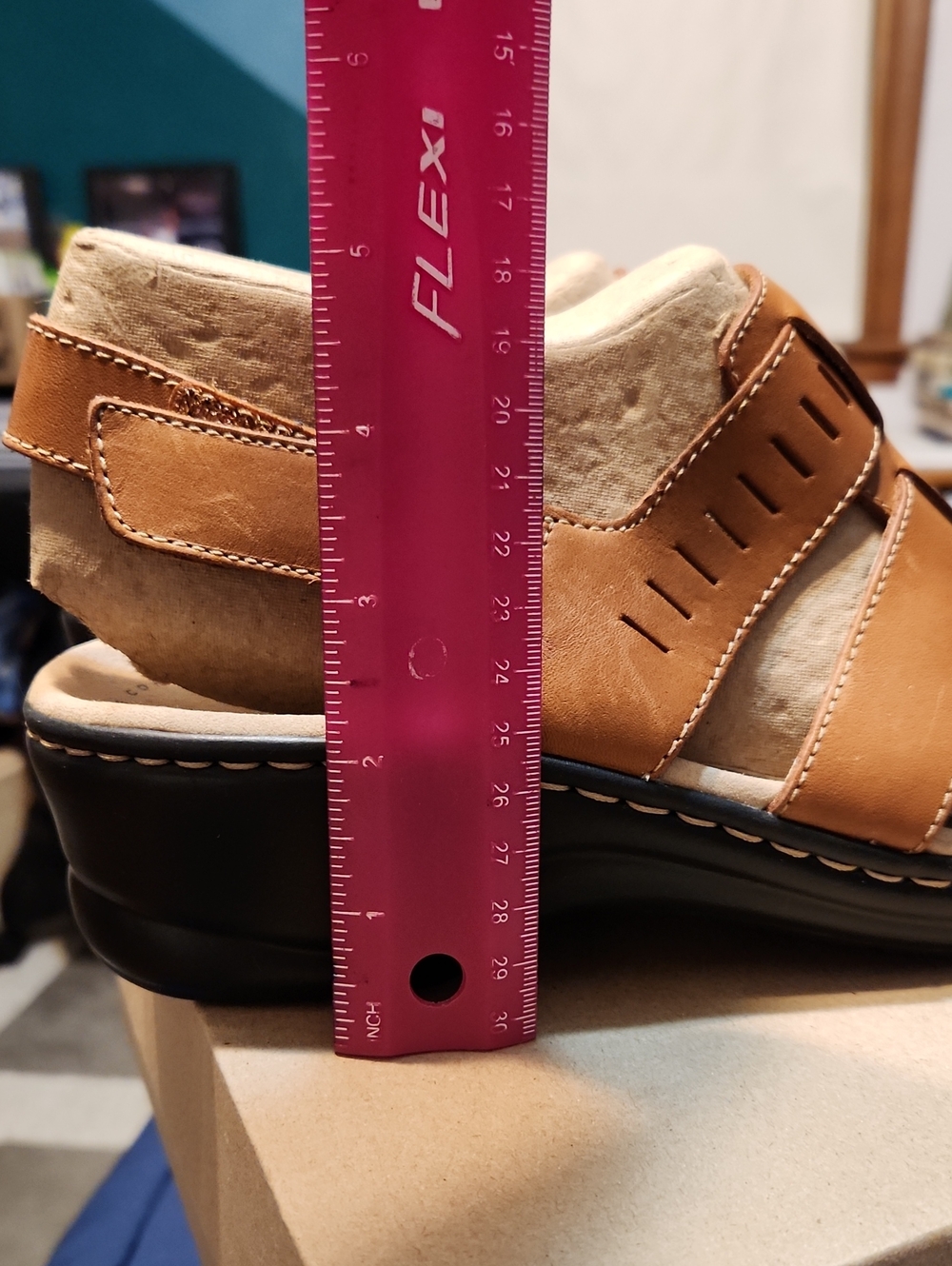 NEW Clarks Collection Lexie Qwin Cognac Leather Open-Toe Sandals Adjustable - Picture 12 of 12